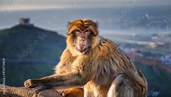 Fototapeta 山の上のバーバリマカク