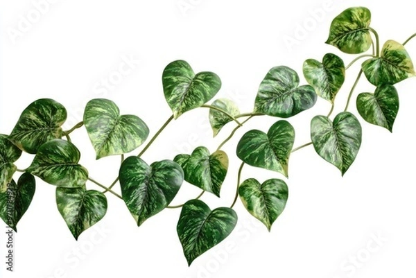 Fototapeta Heart shaped devils ivy on white background with clipping path.