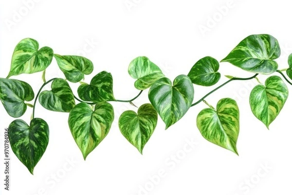 Fototapeta Heart shaped devils ivy on white background with clipping path.