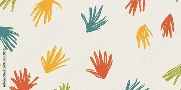 Fototapeta Modern geometric trendy texture. Decorative isolated elements. Abstract doodle shapes. Scribble flowers and blobs, creative hand drawn forms. Cartoon style.