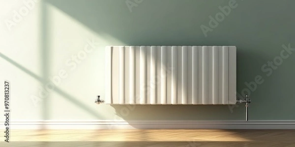 Obraz Modern White Radiator in Light Green Apartment