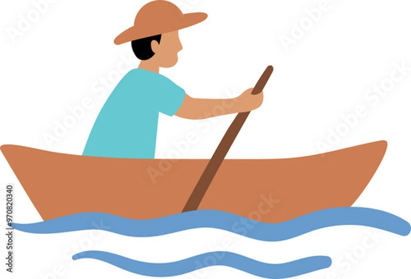 Fototapeta Man Boating Flat Icon