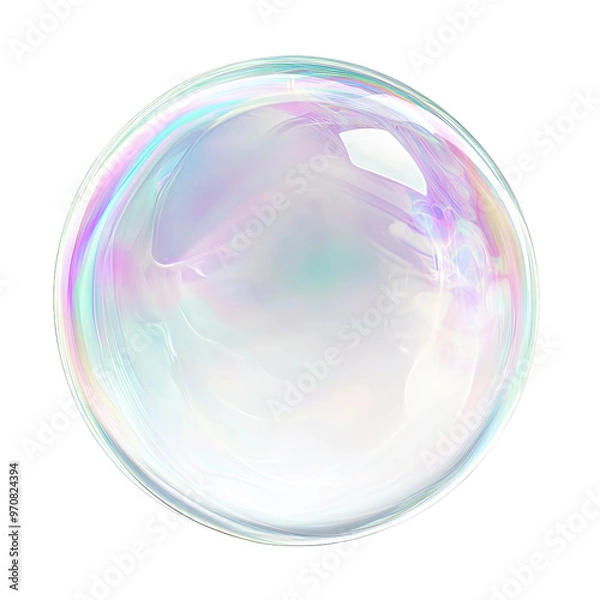 Fototapeta A single iridescent soap bubble