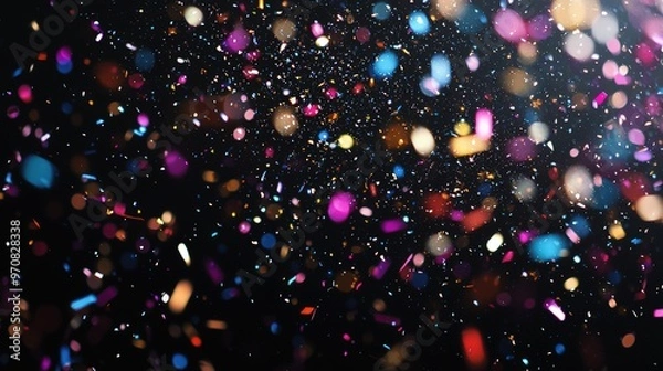 Obraz Colorful confetti falls.