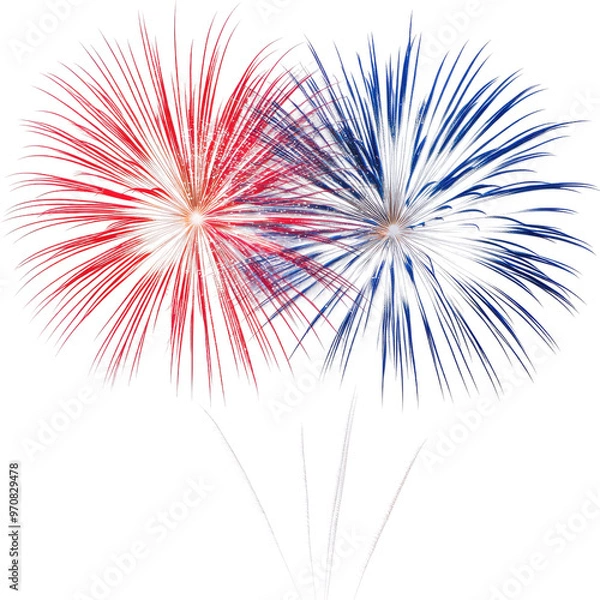 Obraz Red and blue fireworks