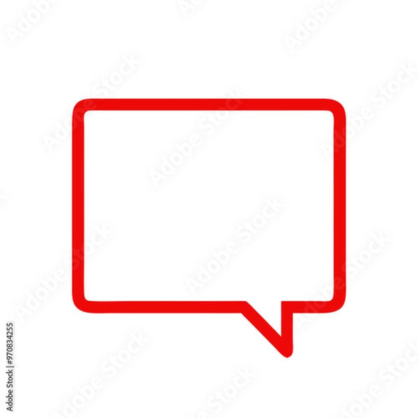 Fototapeta Rectangular empty speech bubble outline in red color, modern design, copy space
