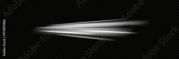 Obraz White speed lines. Traces of ray movement. On a transparent background.