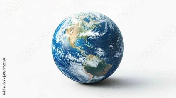 Fototapeta Earth clipart, element, 3D illustration, realistic, isolated on white background