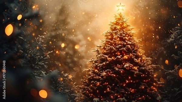 Fototapeta christmas, tree, winter, snow