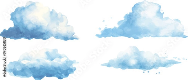 Obraz Blue rubber duck with water drops isolated on white background.
