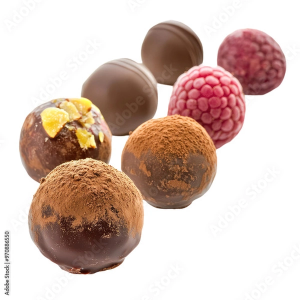 Obraz Chocolate truffles & raspberries