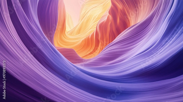 Fototapeta Hidden Canyon with Swirling Pastel Stone Walls and Symmetrical Curves, Smooth Sandstone Floor, Soothing Gradient Colors