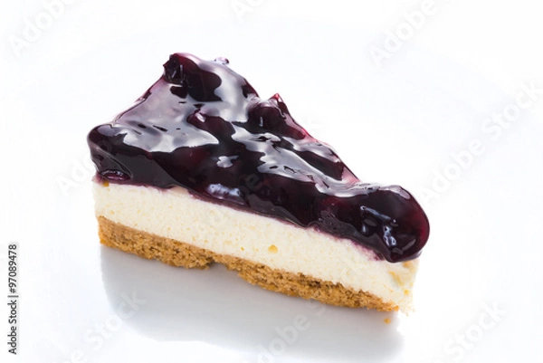 Obraz blueberries cheese cake isolated on white background