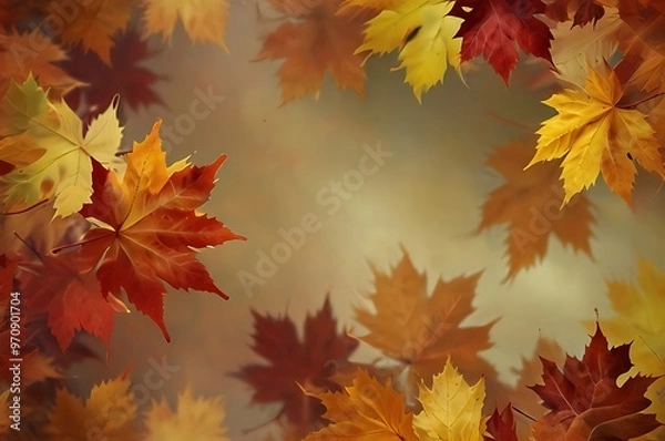 Obraz abstract background with a swirling motion of fall leaves with copy space