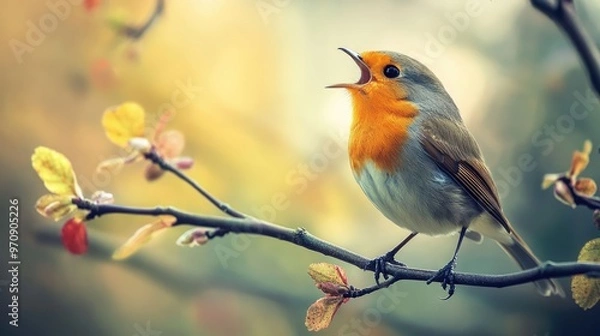 Obraz Robin Singing on a Branch