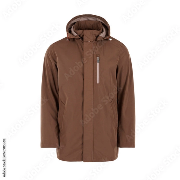 Obraz Brown winter jacket isolated on white background