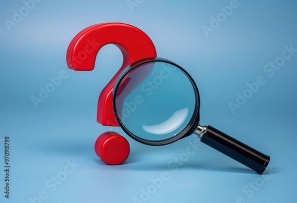 Fototapeta magnifying glass with question mark on white background