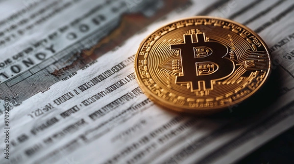 Obraz a gold Bitcoin coin