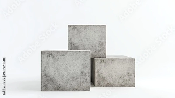 Obraz Product podium made from concrete cube isolated on a white background.