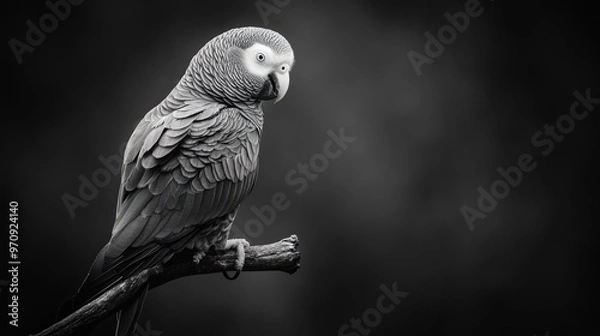 Obraz Grey Parrot Perched on a Branch