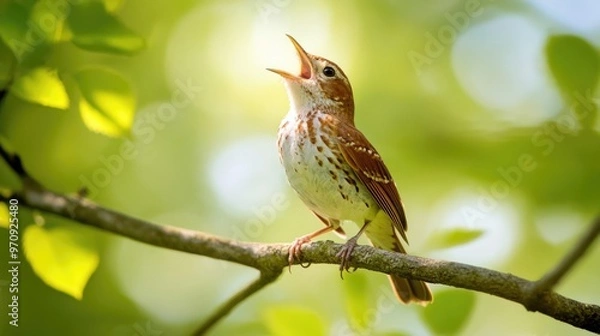 Obraz Singing Bird on a Branch in Spring