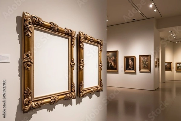 Obraz Two ornate golden picture frames with intrici