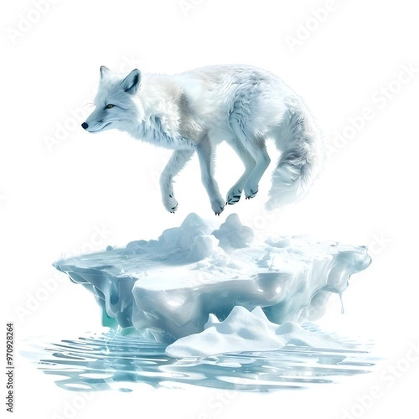 Fototapeta Arctic Fox Leaping Gracefully Amidst Swirling Snowflakes AI Generative
