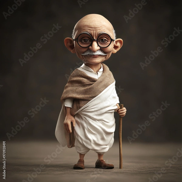Fototapeta Serene portrait of Mahatma Gandhi, Father of the Nation, symbol of non-violence, inspiring peace and equality