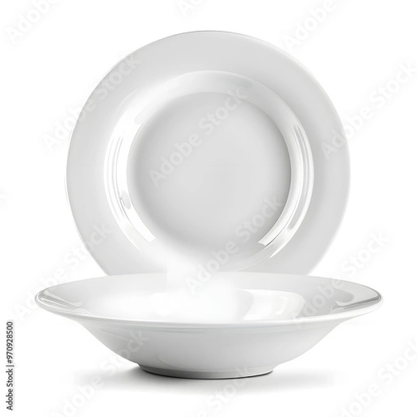 Fototapeta white bowl on white background,white plate isolated on white on white background,