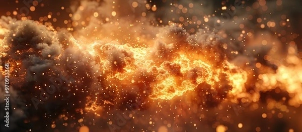 Obraz Dramatic and Intense Explosion of Fiery Energy and Power in an Apocalyptic Inferno  Chaotic and Turbulent Firestorm with Scorching Flames Glowing Embers and Brilliant Sparks in a Raging Blaze