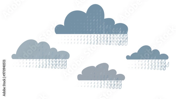 Fototapeta cartoon doodle clouds rain drops vector background