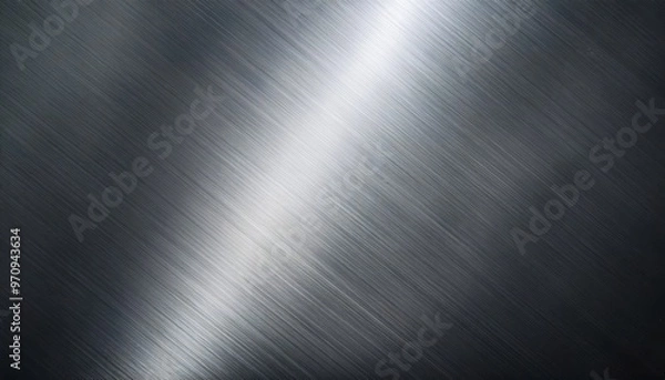 Fototapeta Modern and elegant brushed metal texture background with diagonal reflections
