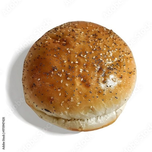 Fototapeta bread with sesame seeds,Burger buns empty isolated on white background,
