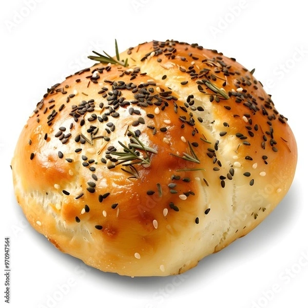 Fototapeta bread with sesame seeds,Burger buns empty isolated on white background,
