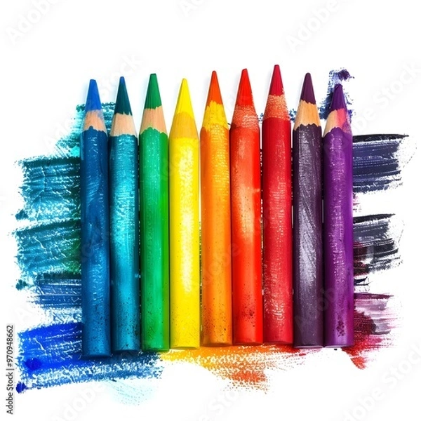Fototapeta Colorful Paint Brushes Display Isolated On White Background,
