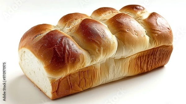 Fototapeta An isolated bread is presented on a clean and pure white background. The bread has a golden - brown crust that gives it an inviting look. There might be some visible texture on the surface, perhaps fr