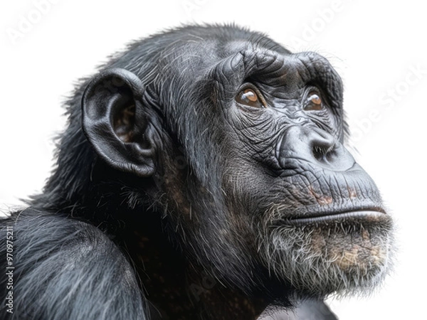 Fototapeta Realistic Chimpanzee image on transparent background. Ai generated.