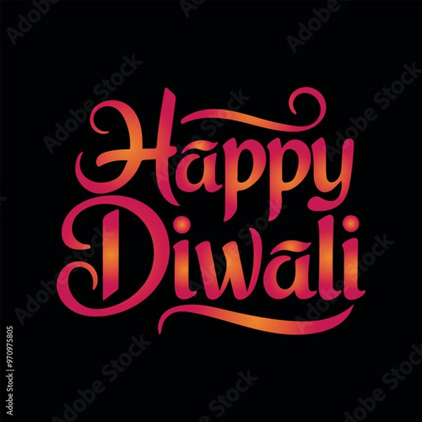 Fototapeta Happy Diwali Typography Vector Art Illustration.