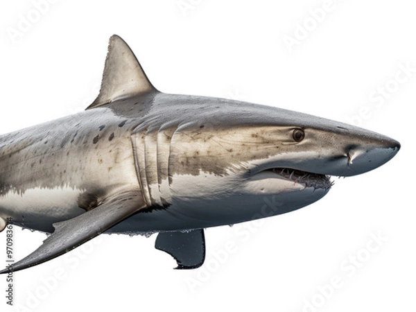 Fototapeta Realistic shark image on transparent background. Ai generated.