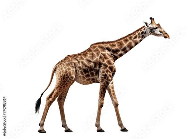 Obraz Realistic giraffe image on transparent background. Ai generated.
