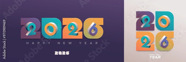 Fototapeta 2026 new year with unique number design. Greeting concept for 2026 new year celebration. Happy new year 2026 modern design number