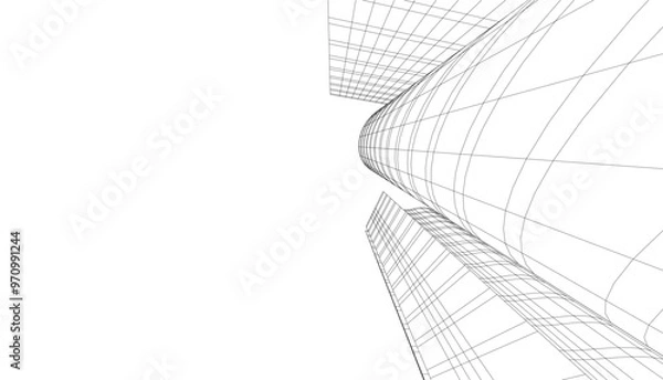 Fototapeta abstract buildings, architectural drawing 3d