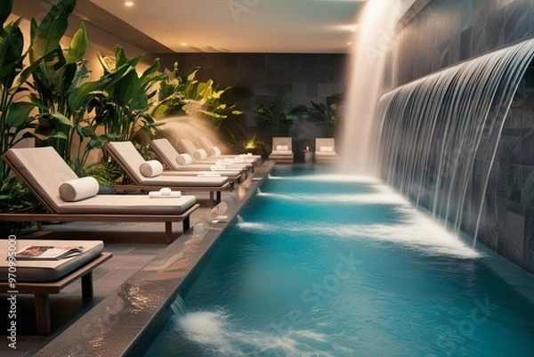 Obraz A serene and inviting indoor swimming pool