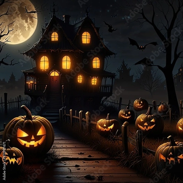 Obraz halloween background with pumpkin