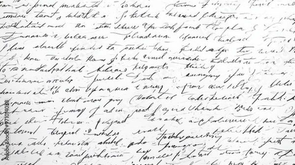 Fototapeta Abstract background handwritten vintage style letter in cursive. Script, calligraphy ink writing