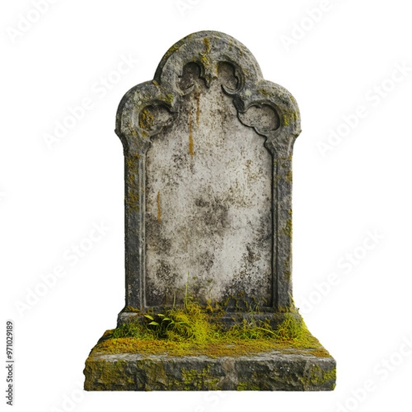 Obraz Old, grey tombstone transparent background