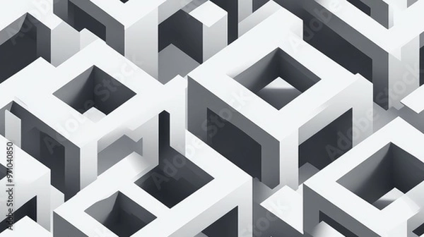 Fototapeta Isometric gray design on a white backdrop
