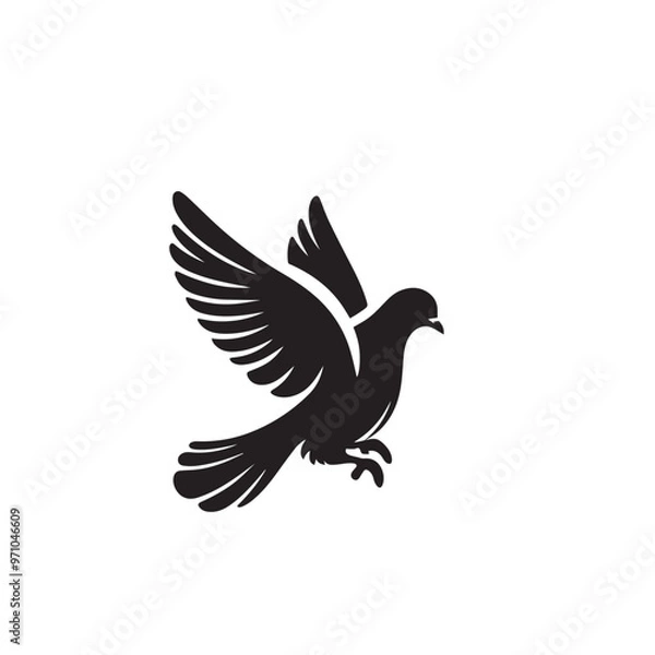 Obraz Pigeon bird silhouette. Pigeon logo, icon. Pigeon vector design isolated on white background.