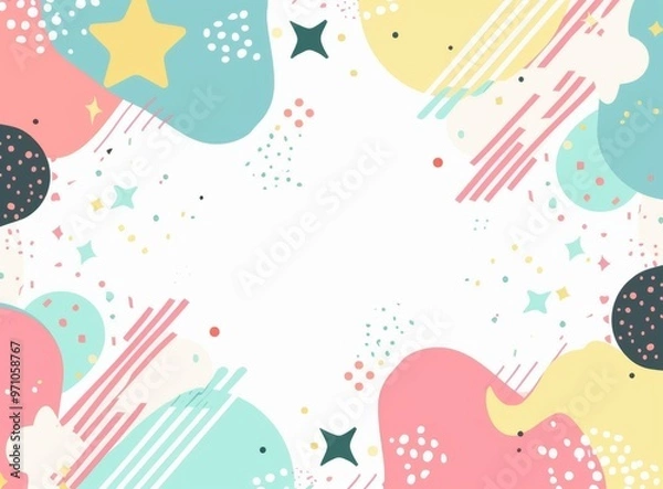 Fototapeta A colorful background with stars and a white frame