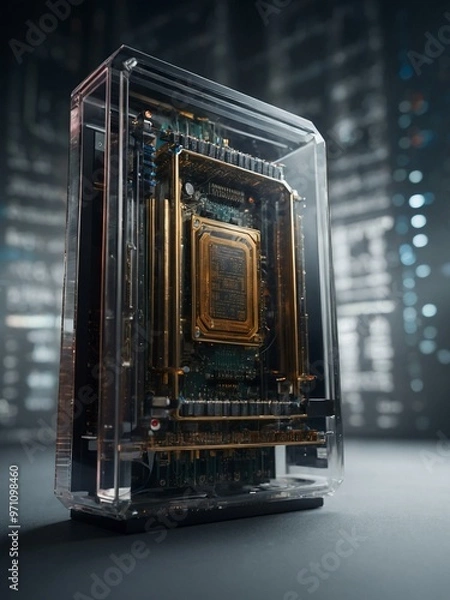 Fototapeta Quantum computing icon, transparent background.